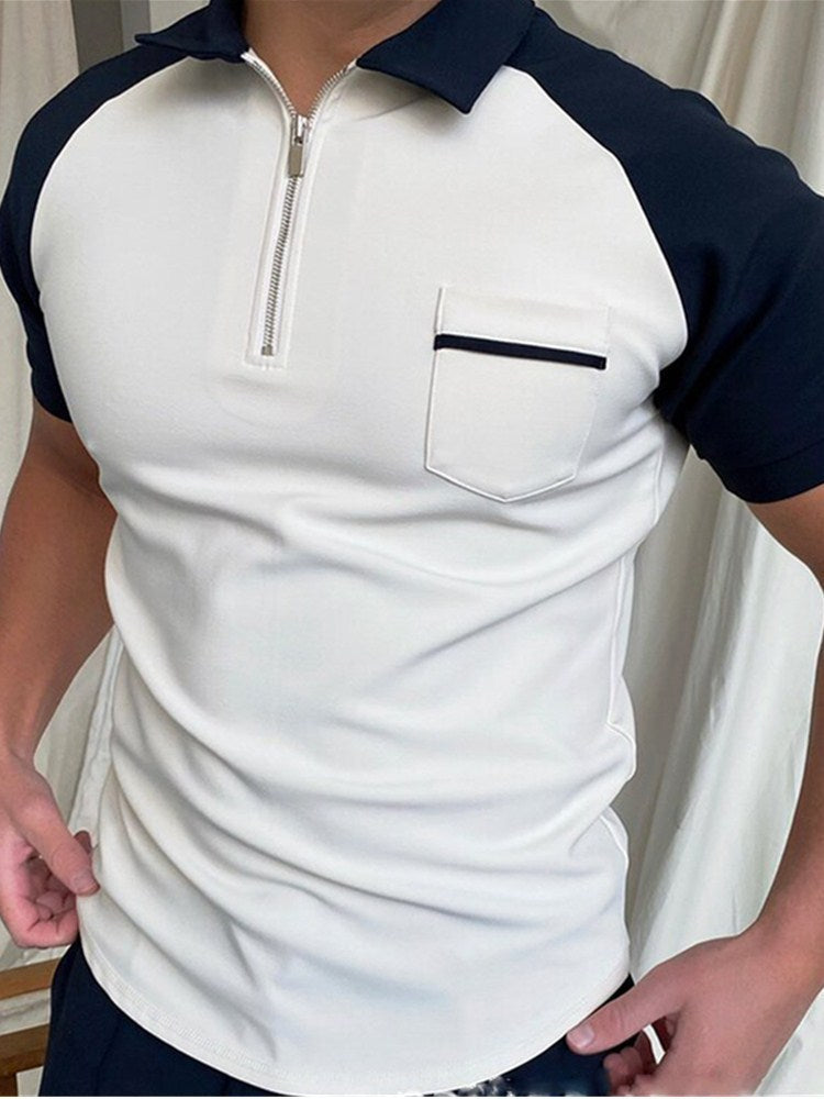 Classic Striped T-Shirt - Stand Collar Design for the Modern Man