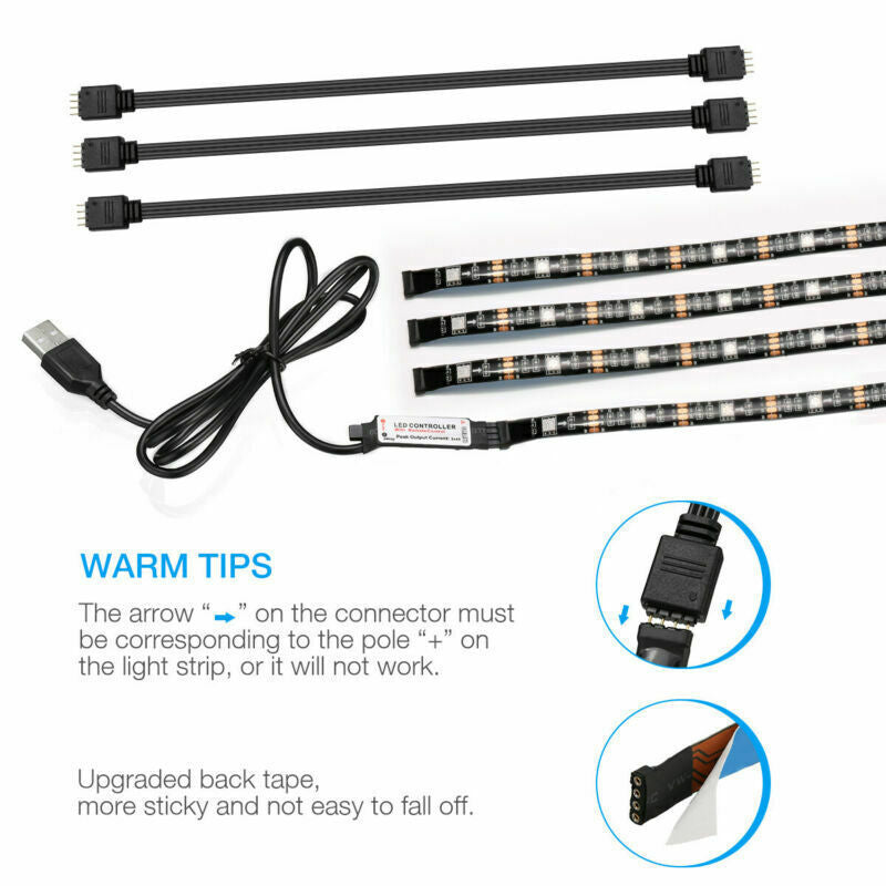 USB-Powered TV LED Light Strip – Safe 5V Operation with Strong 3M Adhesive