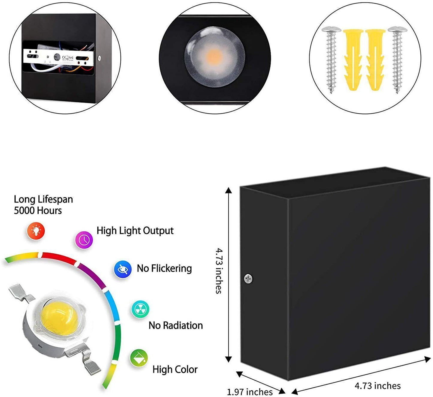 COB LED Wall Light – 100,000 Hour Lifespan with Aluminum Body
