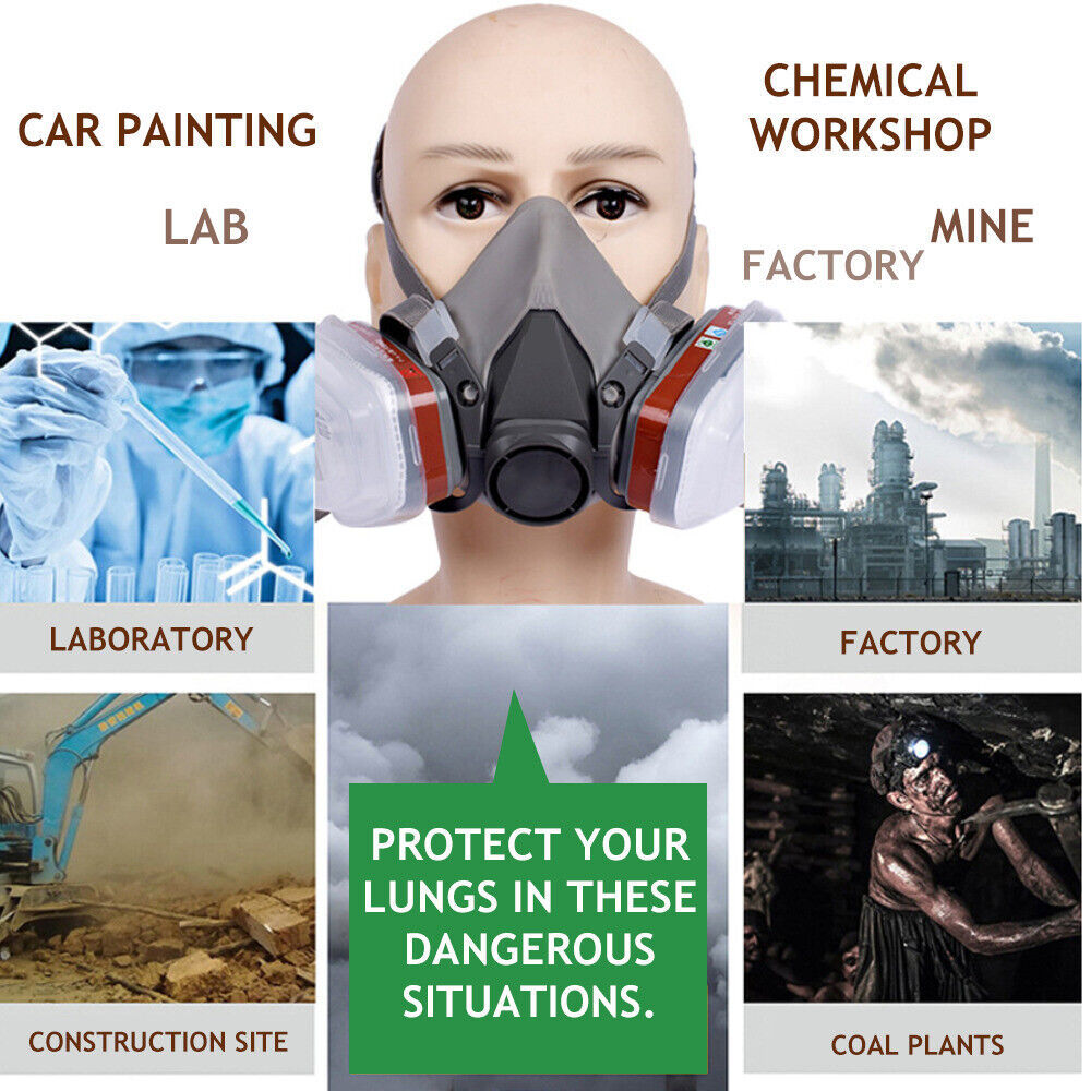 17 In 1 Full Face Mask 6200 Gas Mask Facepiece Spray Respirator Filter Chemical