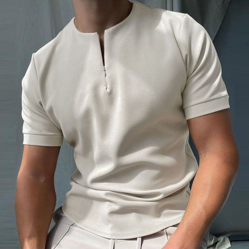 Classic Striped T-Shirt - Stand Collar Design for the Modern Man