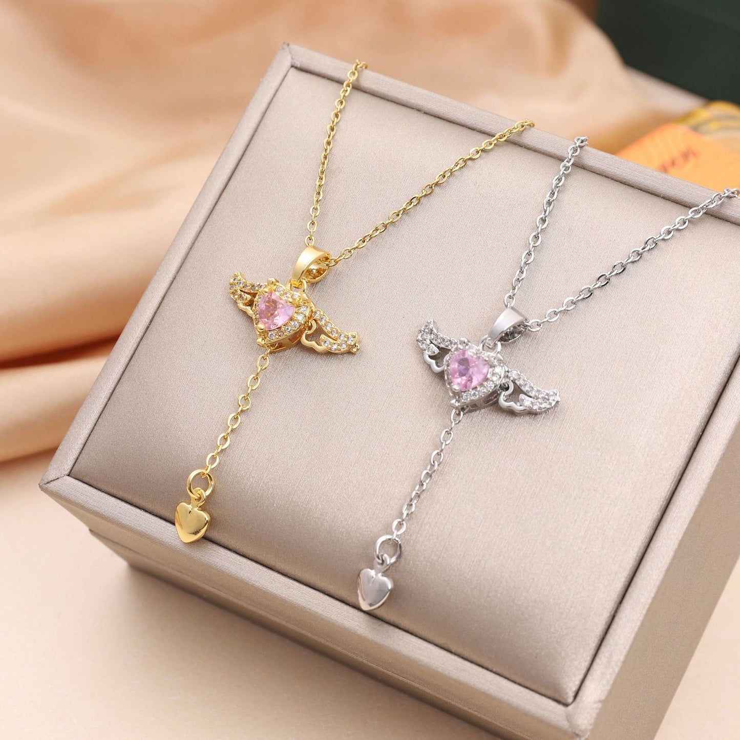 Cupid's Heart Necklace - Perfect Gift with Moveable Angel Wings