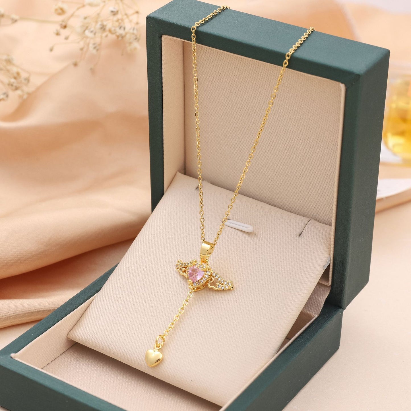 Cupid's Heart Necklace - Perfect Gift with Moveable Angel Wings