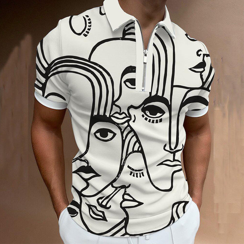 Classic Striped T-Shirt - Stand Collar Design for the Modern Man