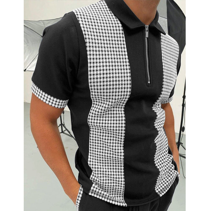 Classic Striped T-Shirt - Stand Collar Design for the Modern Man