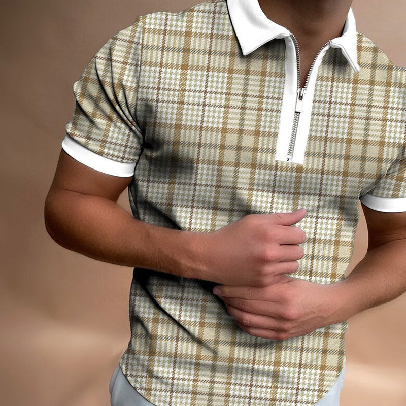 Classic Striped T-Shirt - Stand Collar Design for the Modern Man