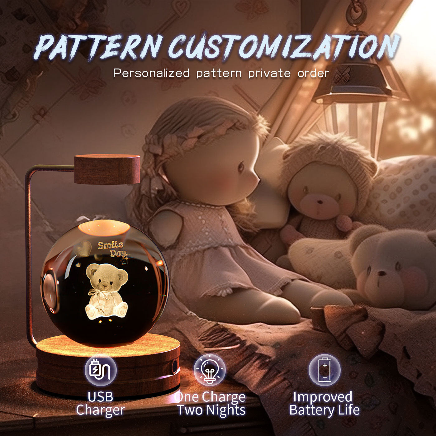 3D Crystal Table Light - Perfect Gift with Dimensional Pattern Technology