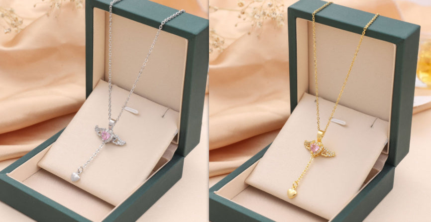 Cupid's Heart Necklace - Perfect Gift with Moveable Angel Wings