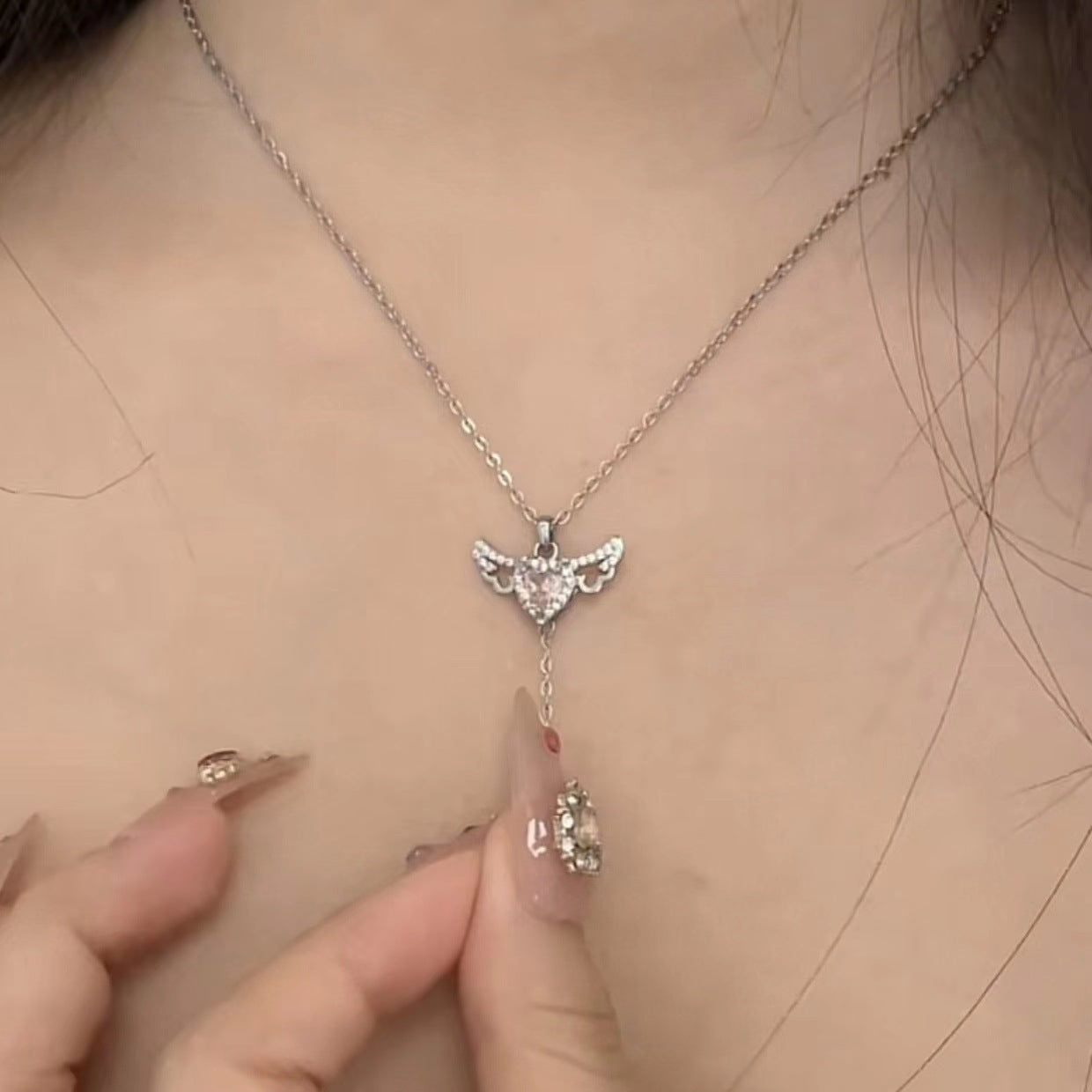 Cupid's Heart Necklace - Perfect Gift with Moveable Angel Wings