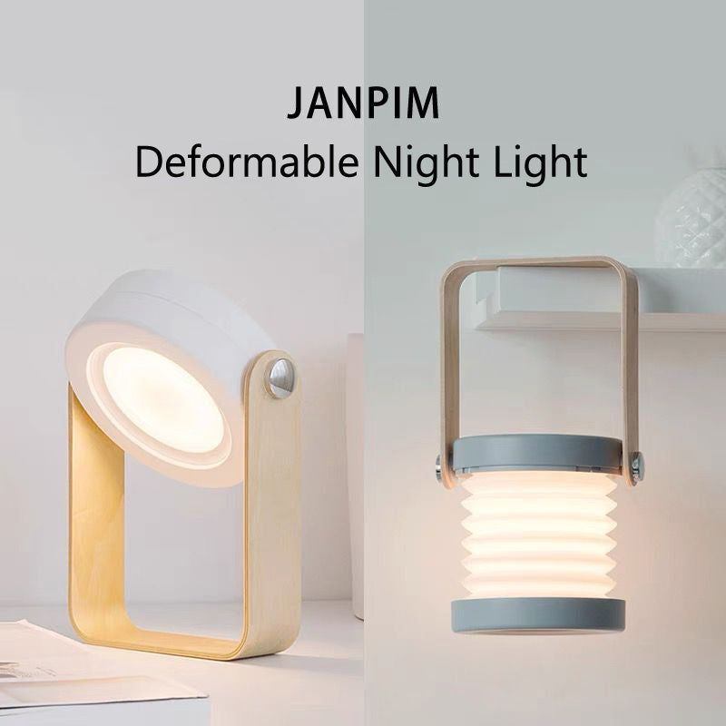 Rechargeable Touch Night Light - Premium Wood Design with Dual Lighting Modes