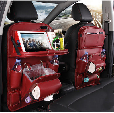 Multifunctional Car Organizer - PU Leather Storage with Integrated Waste Solution
