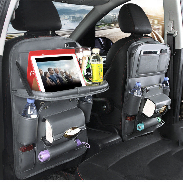 Multifunctional Car Organizer - PU Leather Storage with Integrated Waste Solution