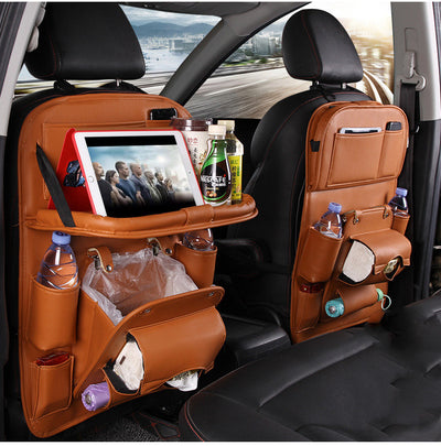Multifunctional Car Organizer - PU Leather Storage with Integrated Waste Solution