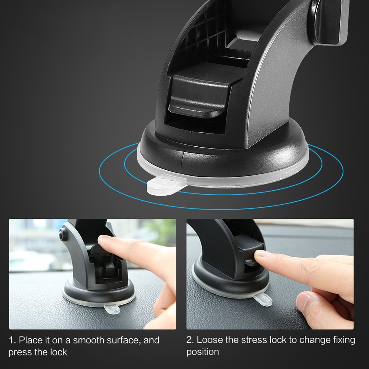 One-Touch Car Mount - Adjustable Phone Holder for 3.5-7 Inch Devices
