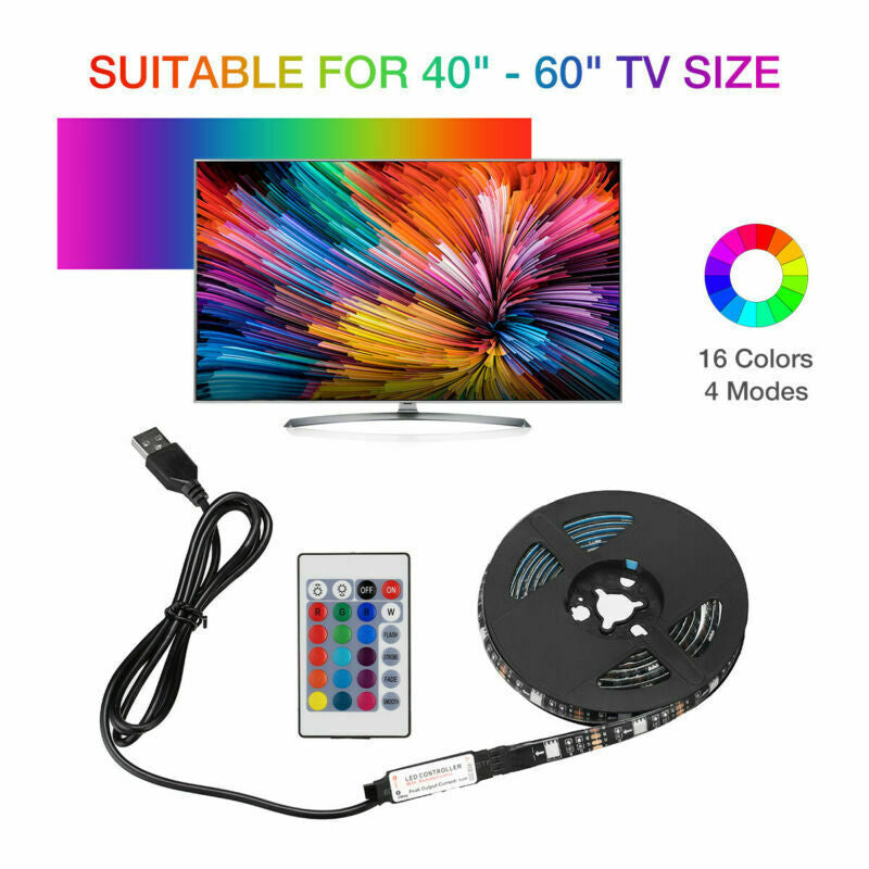 USB-Powered TV LED Light Strip – Safe 5V Operation with Strong 3M Adhesive