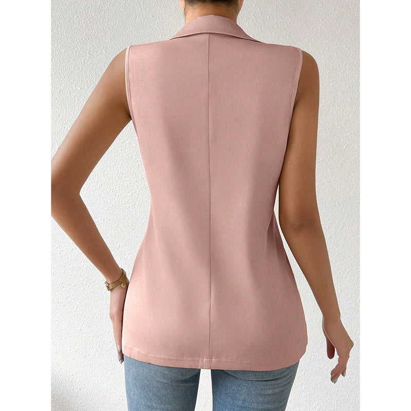 Women's Sleeveless Vest Blazer Casual Open Front Work Office Tops Jacket