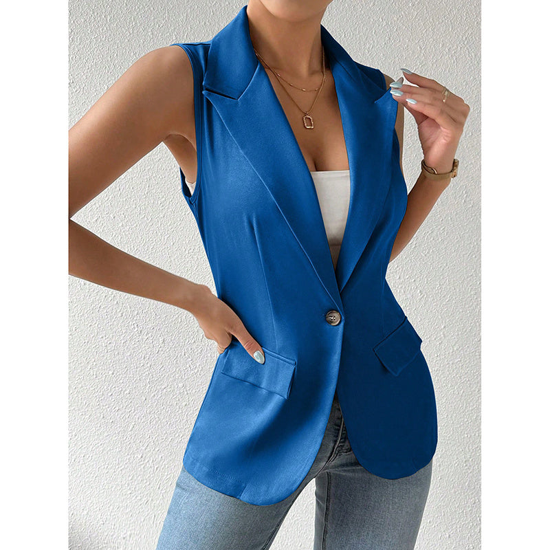 Women's Sleeveless Vest Blazer Casual Open Front Work Office Tops Jacket