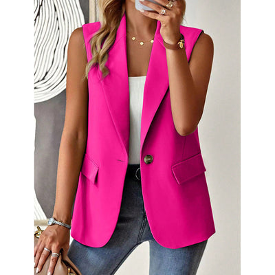 Women's Sleeveless Vest Blazer Casual Open Front Work Office Tops Jacket