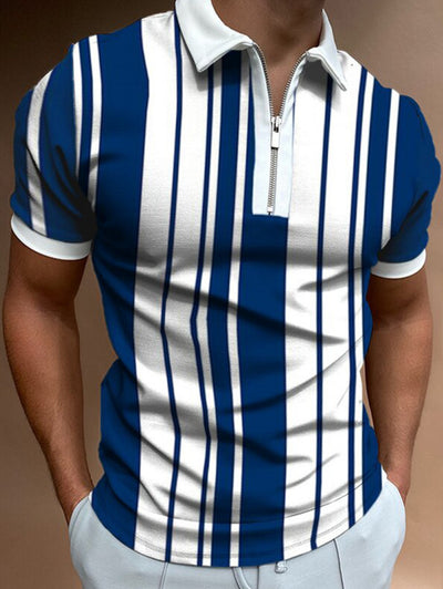 Classic Striped T-Shirt - Stand Collar Design for the Modern Man