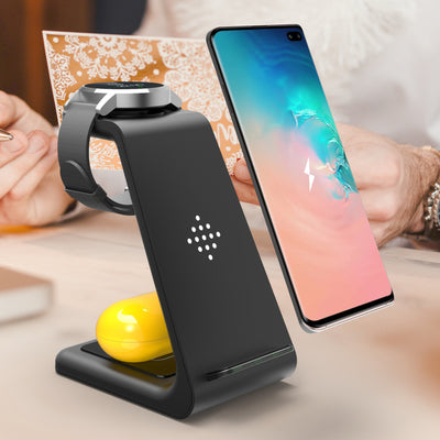 3-in-1 Wireless Charging Station - Phone, Watch & Earbuds Simultaneously