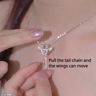 Cupid's Heart Necklace - Perfect Gift with Moveable Angel Wings