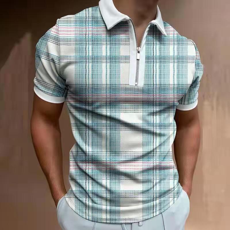 Classic Striped T-Shirt - Stand Collar Design for the Modern Man