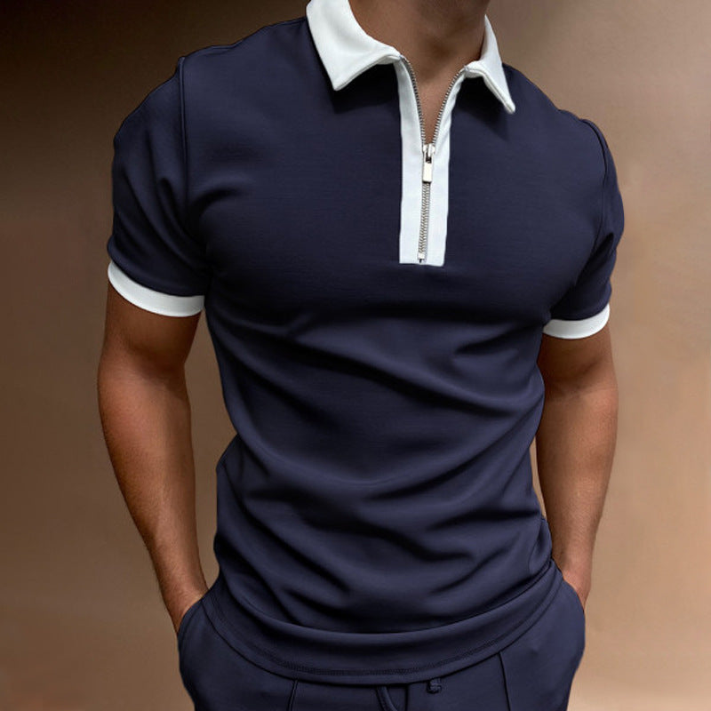 Classic Striped T-Shirt - Stand Collar Design for the Modern Man
