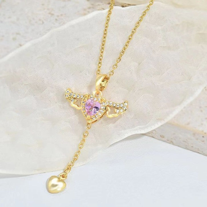 Cupid's Heart Necklace - Perfect Gift with Moveable Angel Wings