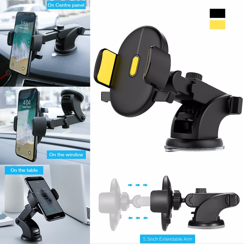 One-Touch Car Mount - Adjustable Phone Holder for 3.5-7 Inch Devices