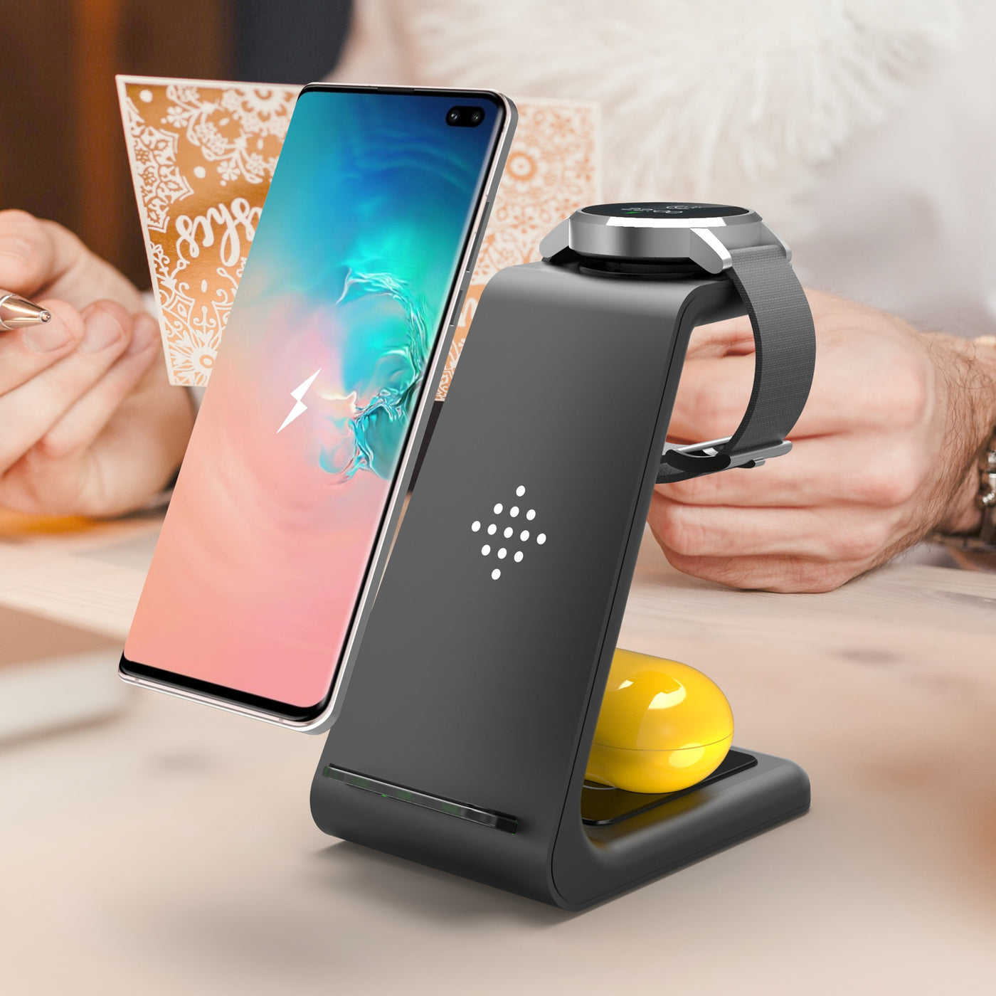 3-in-1 Wireless Charging Station - Phone, Watch & Earbuds Simultaneously