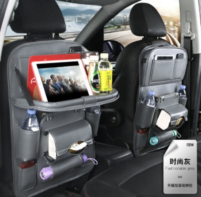 Multifunctional Car Organizer - PU Leather Storage with Integrated Waste Solution