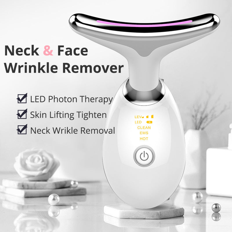 3-in-1 Neck Beauty Device – Ion Cleanse, Heat Massage & LED Skin Therapy