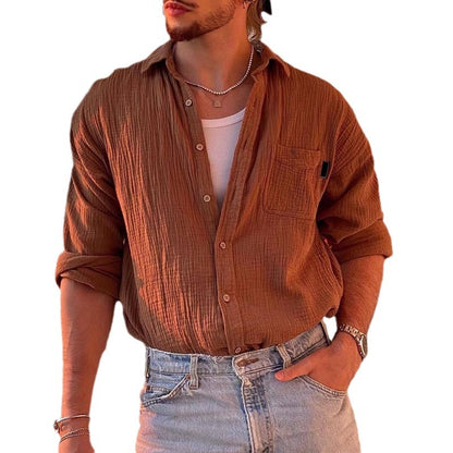 Brown Cotton Blend Cardigan - Loose Fit Comfort for Every Season"