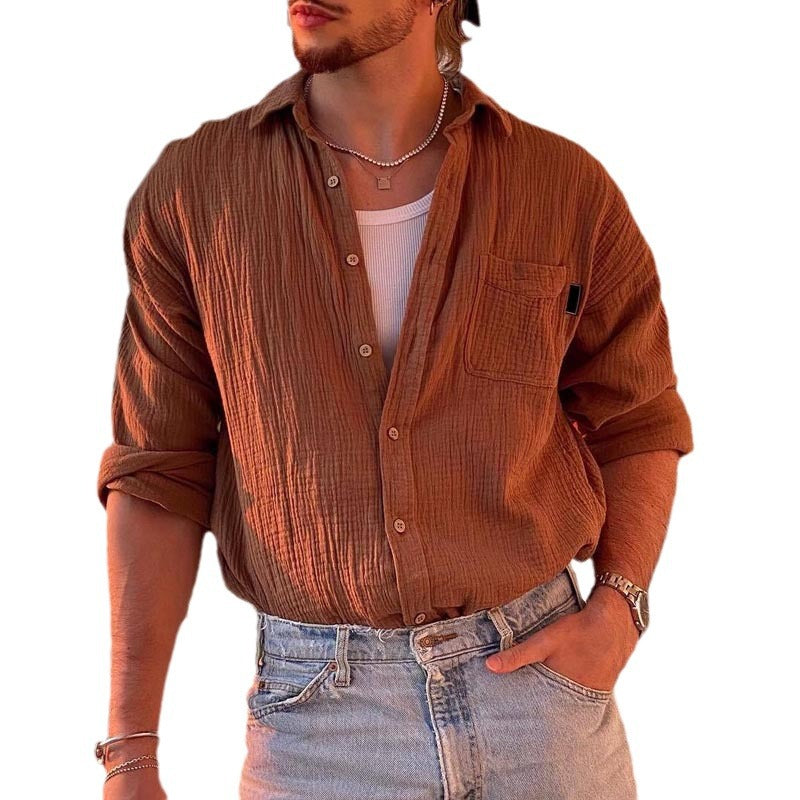 Brown Cotton Blend Cardigan - Loose Fit Comfort for Every Season"