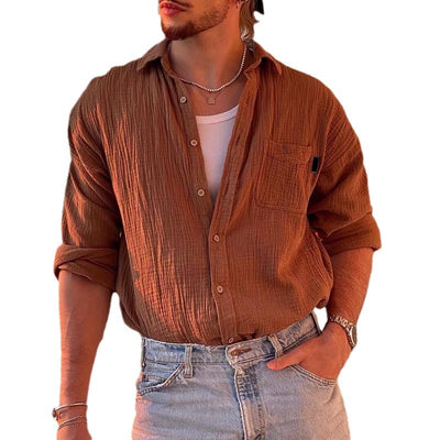 Brown Cotton Blend Cardigan - Loose Fit Comfort for Every Season"