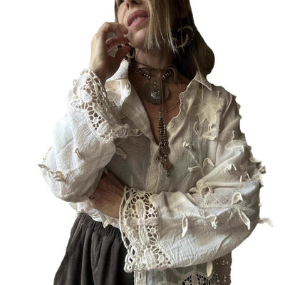 Crocheted Long-sleeved Shirt Autumn Top