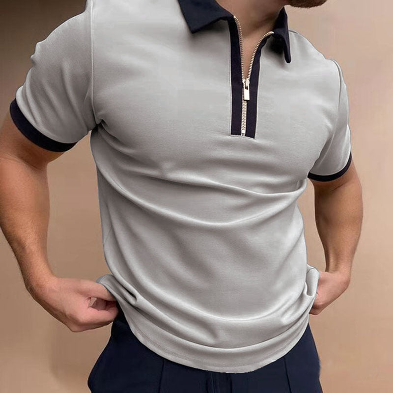 Classic Striped T-Shirt - Stand Collar Design for the Modern Man
