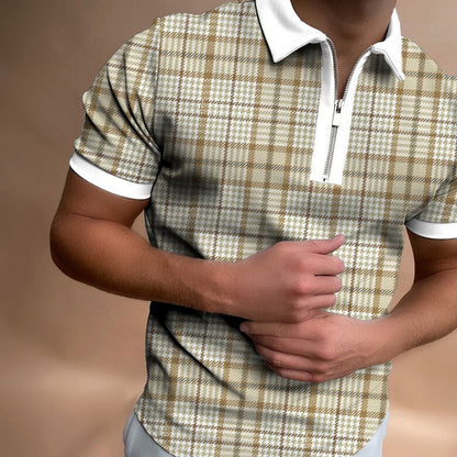 Classic Striped T-Shirt - Stand Collar Design for the Modern Man